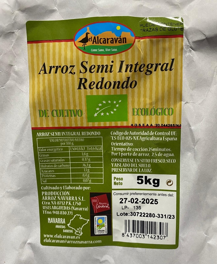 Arroz Semi-Integral Redondo Eco - Granel - El Alcaraván