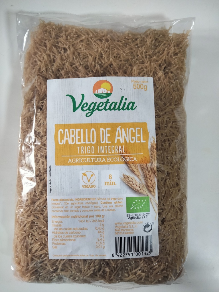 Fideos Cabello de ángel Trigo integral - 500 grs - Vegetalia