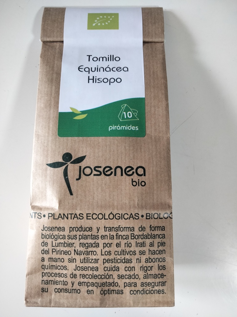 Tomillo, Equinácea e Hisopo Bio - 10 pirámides - Josenea Bio