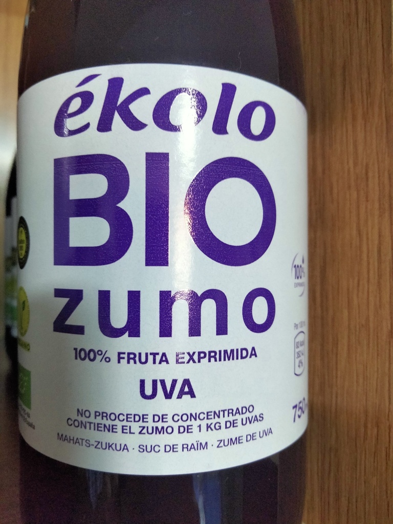 Zumo Uva Bio - 750 ml - Ekolo Bio