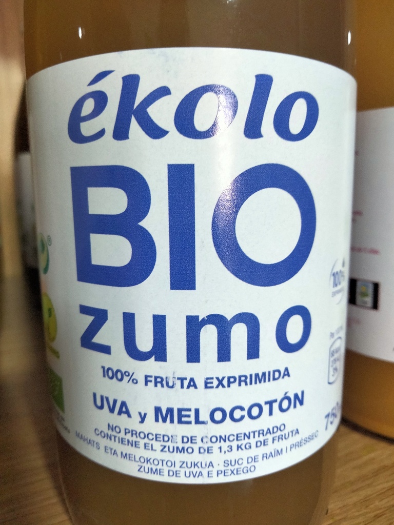 Zumo Melocotón y Uva Bio - 750 ml - Ekolo Bio