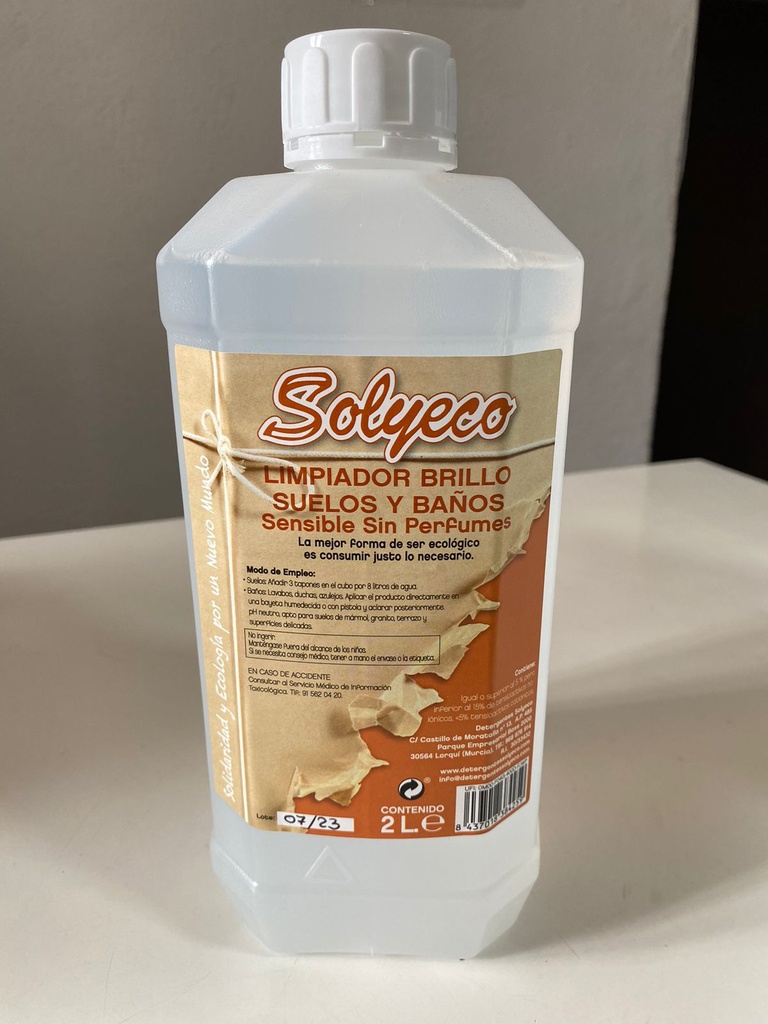 Limpiador Brillo Suelos y Baños Sensible - 2l - Solyeco