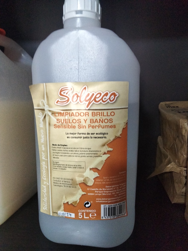 Limpiador Brillo Suelos y Baños Sensible - 5l - Solyeco