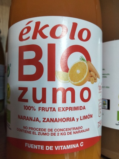 [09-013] Zumo Naranja y Zanahoria Bio - 750 ml - Ekolo Bio